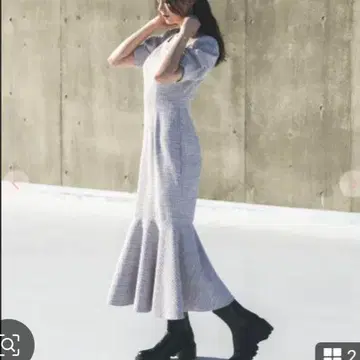리리안캐럿 트위드 롱 원피스 머메이드 블랙 S