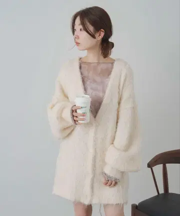Kastane 울 혼방 샤기 가디건