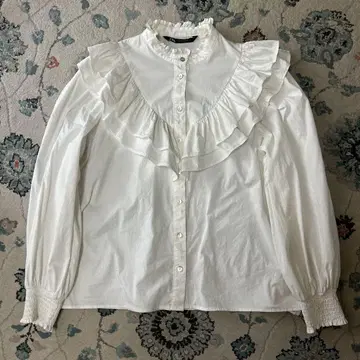 ZARA 화이트 셔츠 프릴 긴팔 S 사이즈