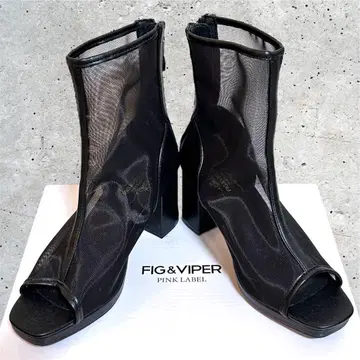 FIG&VIPER 블랙 오픈토 스켈레톤 메쉬 부츠 S 사이즈