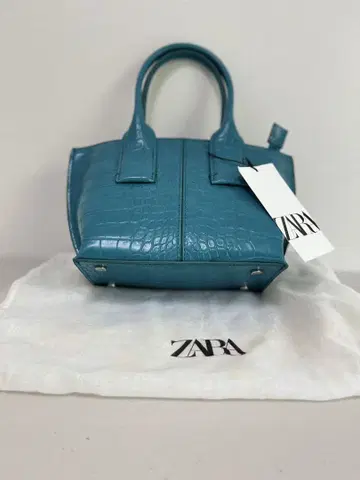 ZARA 터콰이즈 크로커다일풍 핸드백