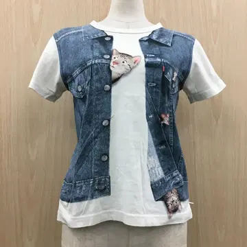 쿠니오 컬렉션 데님풍 반팔 티셔츠 F0814A19