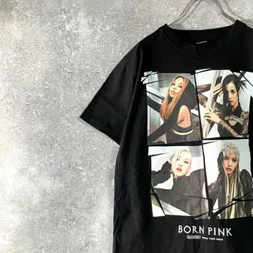 BLACKPINK T셔츠 반팔 블랙핑크 블랙 프린트 코튼