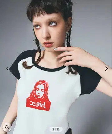 x-girl 프린트 로고 반팔 티셔츠