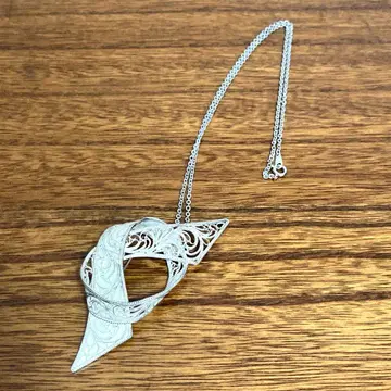 빈티지 전통공예 아키타 은선 세공 리본 모티브 2way 브로치