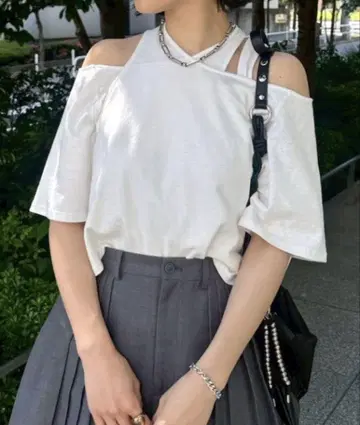 ameri vintage 비대칭 레이어드 상의