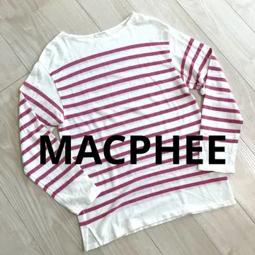 MACPHEE // 화이트 핑크 스트라이프 긴팔 티셔츠 새상품급