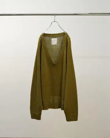 ancellm 25aw uv neck knit lime 1