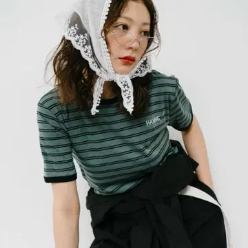 HANNE 상의 티셔츠 보더 컴팩트 TEE