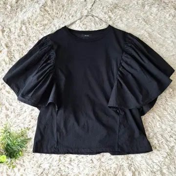 알아바일 플레어 슬리브 티셔츠 풀오버 이소재 도킹 블랙 M