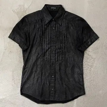 5351푸르옴 라메 코팅 플리츠 셔츠 Sz.1(S) 블랙