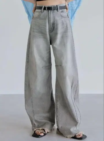 Re: EDIT 리에디 데님 밑단 프린지 배럴 레그 데님 팬츠