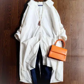 새상품급 티글 BROCANTE 코튼 셔츠 원피스 코트 화이트