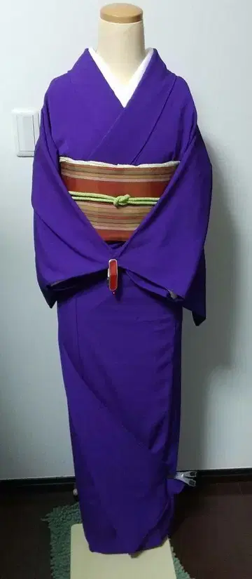 빈티지 선명한 보라색 이로무지 홑옷 하나 문양