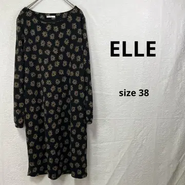 엘르 ELLE 원피스 블랙 꽃무늬 긴팔 캐주얼 새상품급