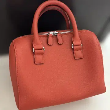 오렌지 가죽풍 핸드백 숄더 포함