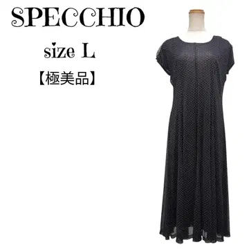 [컨디션 최상] SPECCHIO 도트 무늬 A라인 롱 원피스 블랙 40