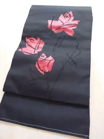 기모노 나고야 오비 장미 패턴