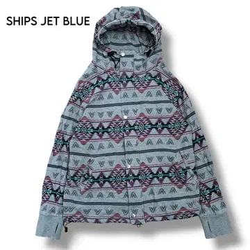 [ SHIPS JET BLUE ] 오르테가 무늬 더블 집업 후드티 M
