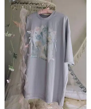 merry jenny cat ribbon big tee