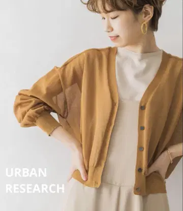 URBAN RESEARCH 시어 숏 기장 가디건 7부 소매 Free