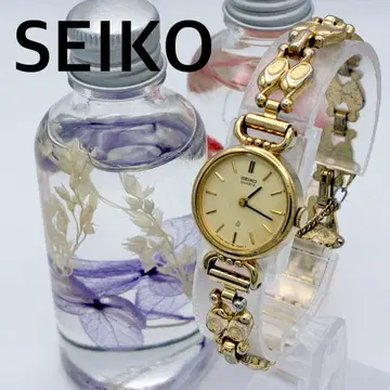 작동 손목시계 SEIKO 세이코 골드 라운드 여성용 A95