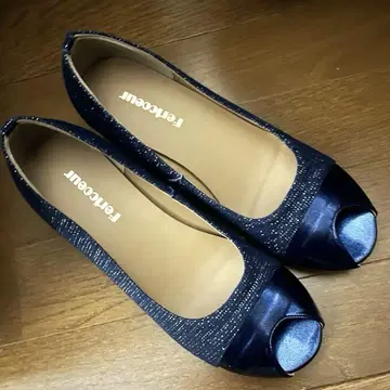 네이비 오픈토 펌프스 L 사이즈 EEEE