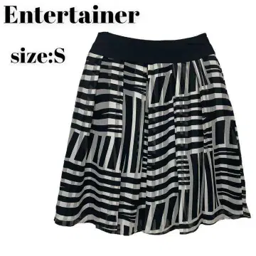 Enter tainer 스커트 S 무릎 기장 화이트 블랙 고급 세련