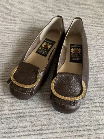 새상품급 미하마 커터 슈즈 플랫슈즈 브라운 23.5cm