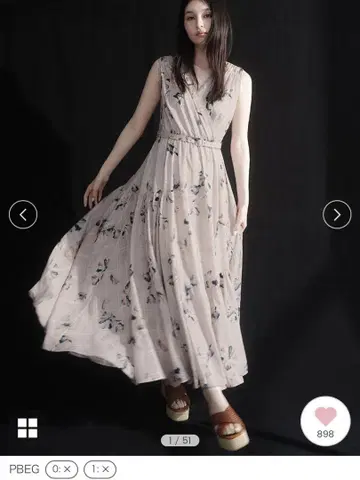 완판 색상 새상품 플라워 프린트 카슈쿨 원피스 / 접촉 냉감