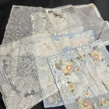 손자수 스와토우 자수 치카자와 레이스 자수 손수건 6장 일괄 판매