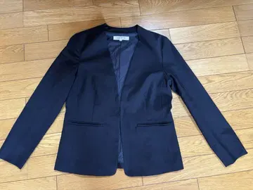 네이비 노카라 자켓 세트
