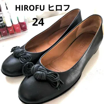새상품급 HIROFU 히로후 가죽 리본 플랫슈즈 펌프스 24