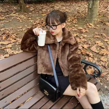 NUGU 인조 모피 크롭 숏 자켓