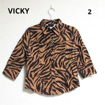 0141 VICKY 비키 호랑이 패턴 셔츠 자켓 사이즈 2
