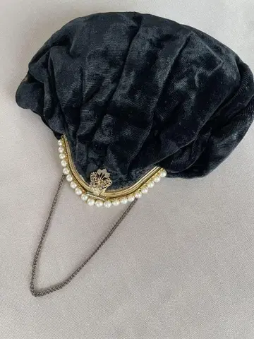 영국 앤티크 백 벨벳 벨로아 가마구치 블랙