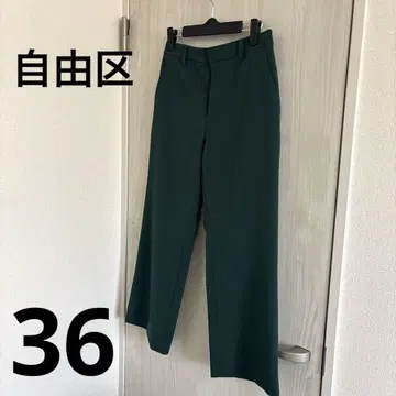 지유쿠 사라사라 팬츠 다크 그린 팬츠 36
