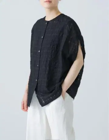 카구레 쉐도우 체크 블라우스