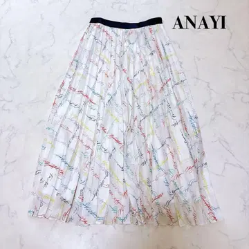 [미사용급] 한정판 23SS 아나이 캘리그래피 프린트 플리츠 스커트