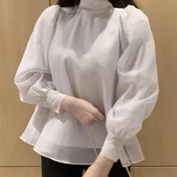스나이델 snidel 오간자 시스루 블라우스 라벤더