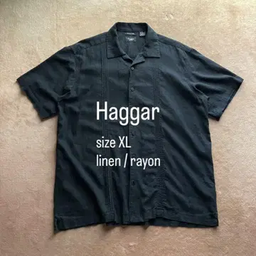 Haggar 하가 린넨 레이온 셔츠 블랙 XL