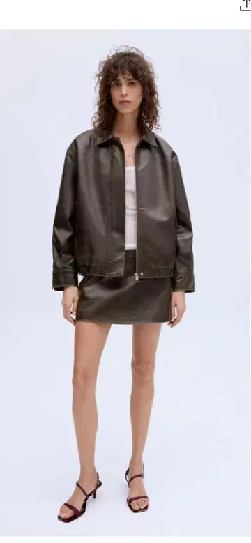ZARA 컬렉션 100% 가죽 스커트 천연 가죽