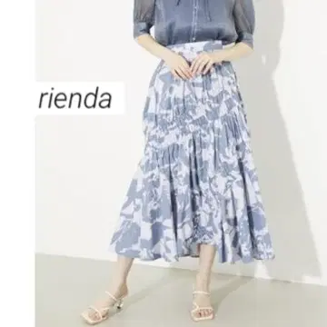 rienda 리엔다 바이어스 개더 플라워 J/W 플레어 스커트 S