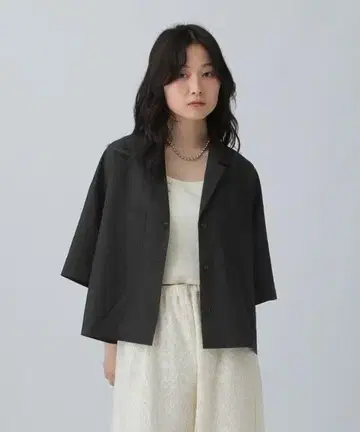 [ 렙심 ] 오픈 카라 숏 셔츠 블랙 새상품 LEPSIM 미사용