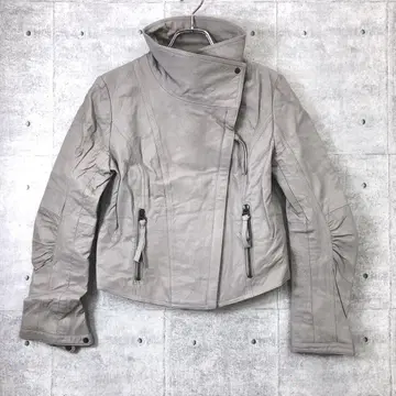 00's 구제 의류 볼륨 스탠드 칼라 리얼 가죽 라이더스 자켓