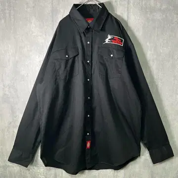희귀 Dickies red devil 자수 셔츠 블랙 긴팔