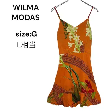 WILMA MODAS 원피스 민소매 꽃무늬 가슴 패드 귀여운 L