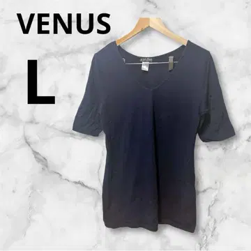 VENUS 다크 블루 V넥 반팔 튜닉 L 사이즈