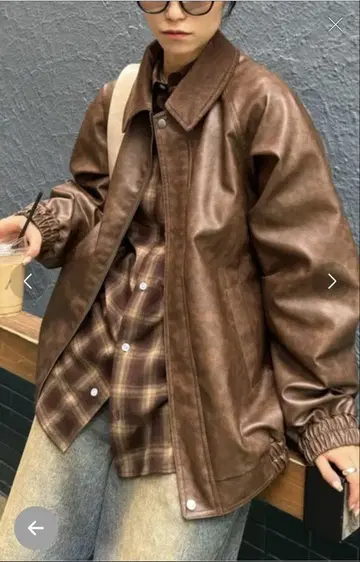 [ UNISEX ] 옷깃 코듀로이 절개 빈티지 페이크 가죽 자켓