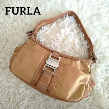 훌라 FURLA 원 숄더백 나일론 가죽 카멜 로고